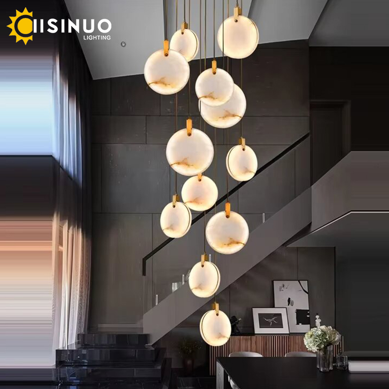 Hanging Moon Lamp - Lampu Gantung Marmer Emas Mewah untuk