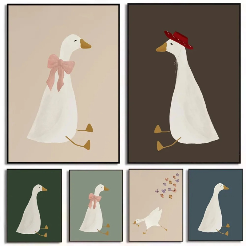 Home Decor Duck - Poster Cetak Gambar Kartun Hewan Ternak,