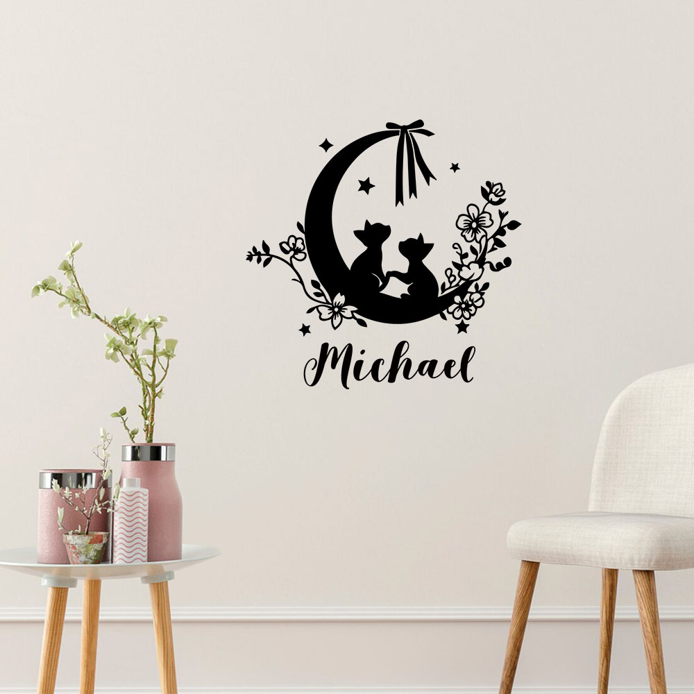 Home Decor Cat - 1 Buah Stiker Dinding Teks Kustom