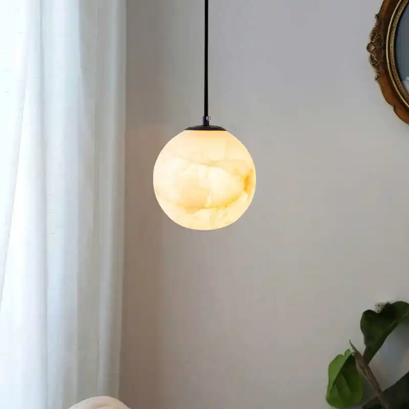 Hanging Moon Lamp - Lampu Gantung Marmer Alami Minimalis Nordik