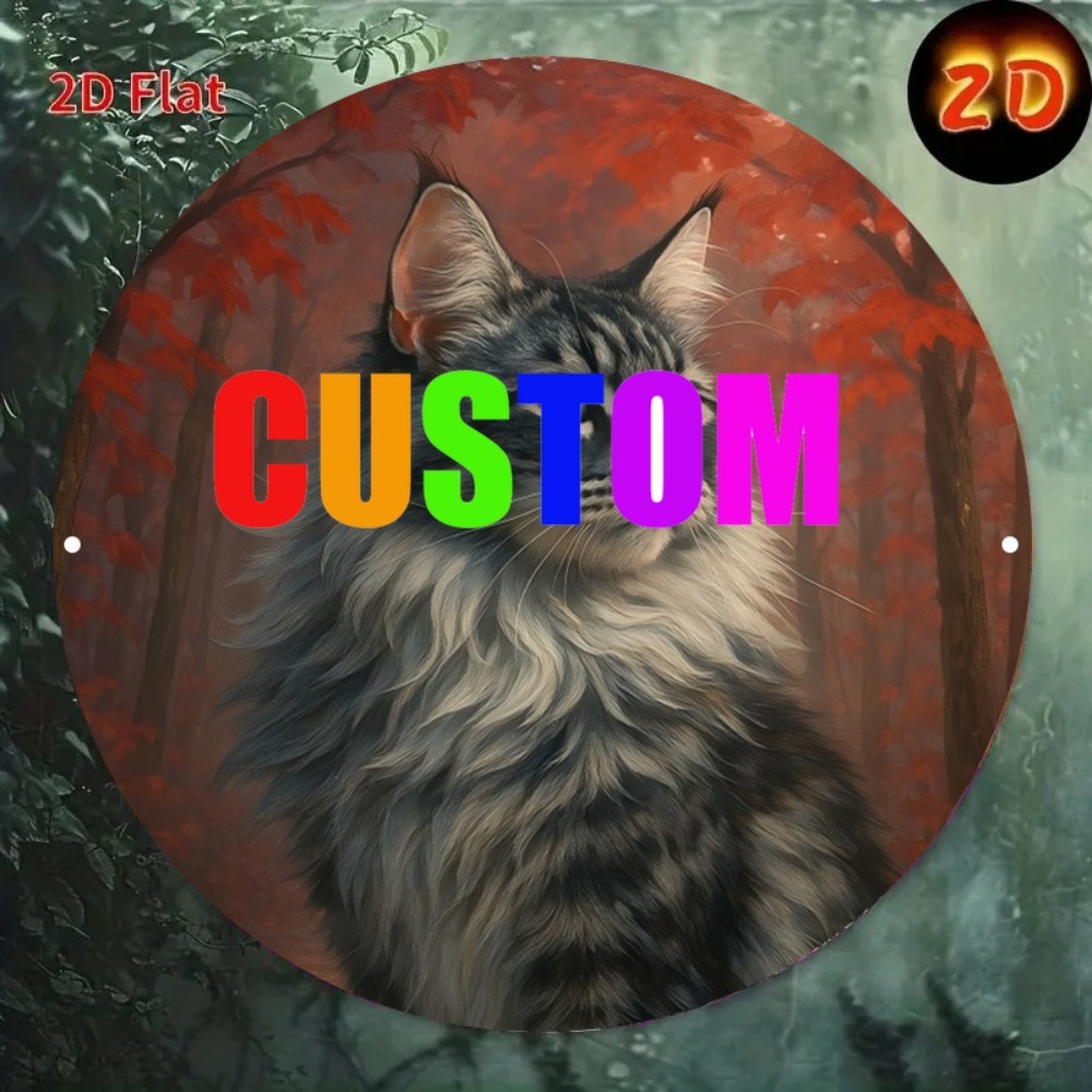 Home Decor Cat - Plakat Kucing Vintage Bulat Datar 2D