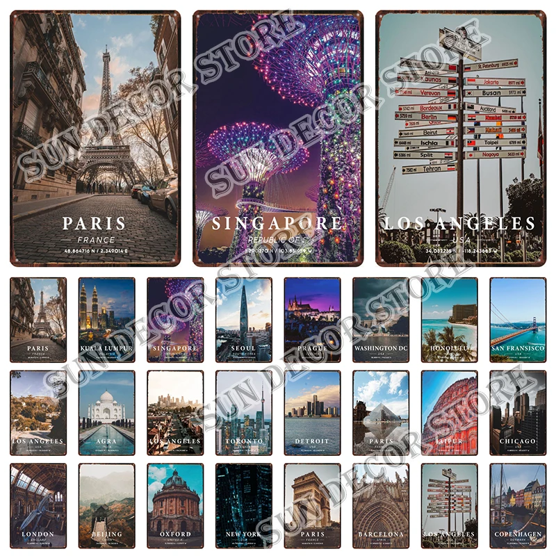 Home Decor Jaipur - Poster tanda logam Retro Chicago kota