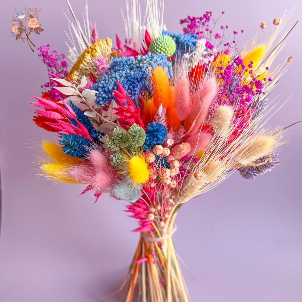 Dried Flower Bouquet - Buket Bunga Pengantin Kering Berwarna-warni untuk