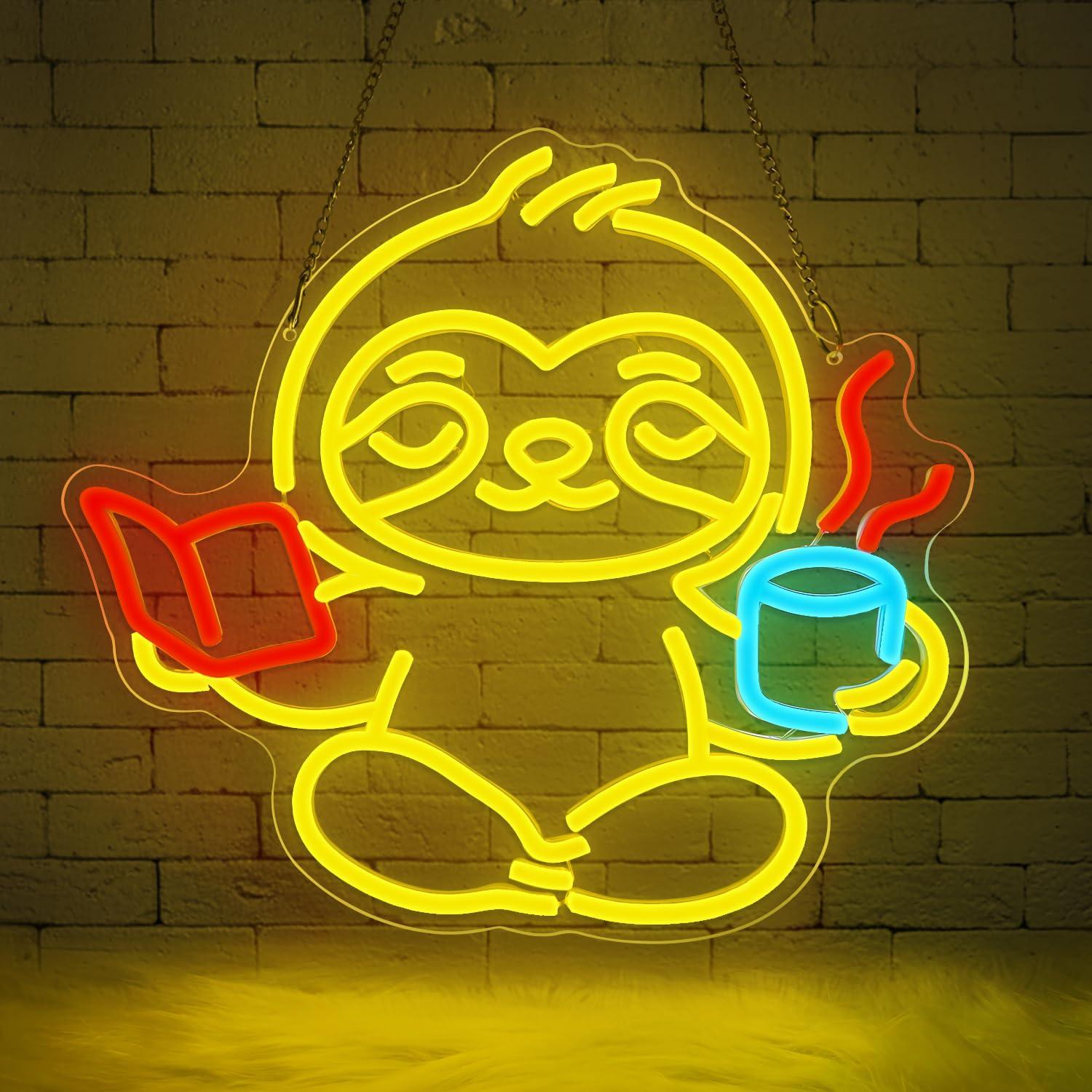 Home Decor Gift - Lampu LED USB Neon Sign Sloth