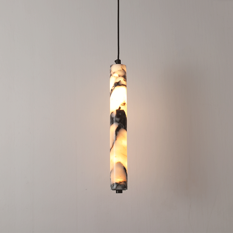 Hanging Moon Lamp - Lampu Gantung Silinder Batu Alam Hitam