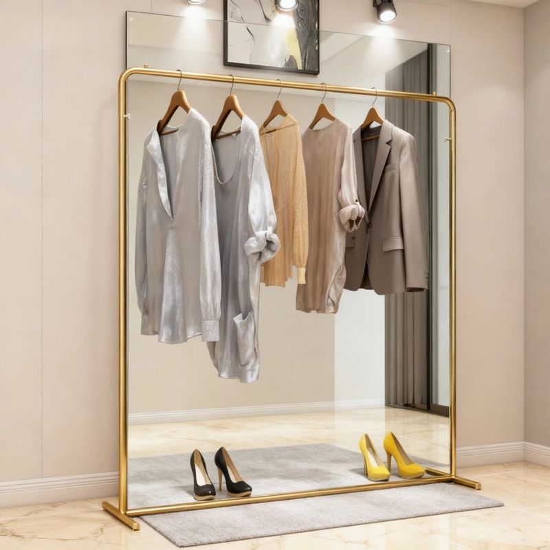 Home Decor Retail Stores - Rak Pakaian Desain Mewah Warna Emas