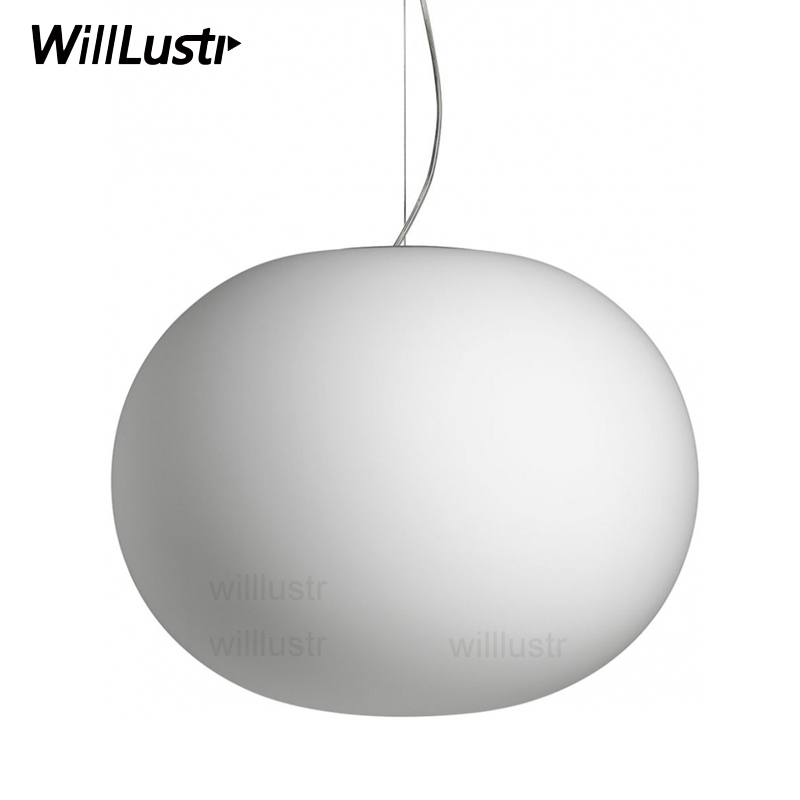 Hanging Moon Lamp - Lampu gantung kaca Opaline putih Oval