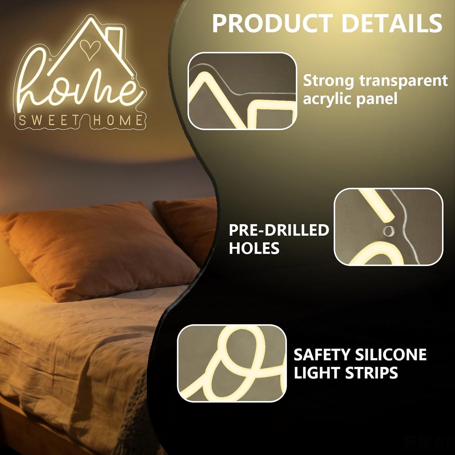Lampu LED Neon Sweet Home USB  - Home Decor Gift ulasan dan harga
