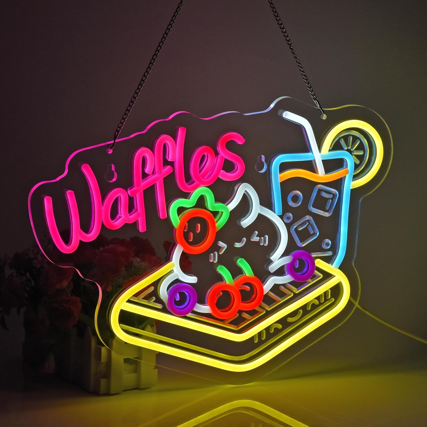 Lampu Neon LED USB Bentuk Waff - Home Decor Retail Stores ulasan dan harga