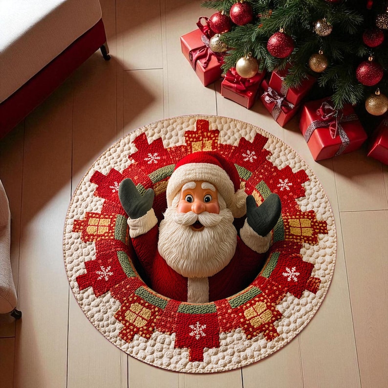 Keset Bulat Santa Claus Natal, - Home Xmas Decor Ideas ulasan dan harga