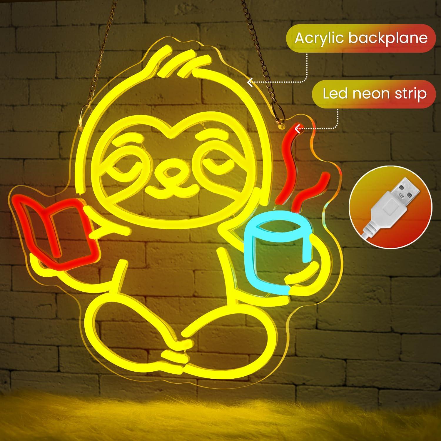 Lampu LED USB Neon Sign Sloth  - Home Decor Gift ulasan dan harga