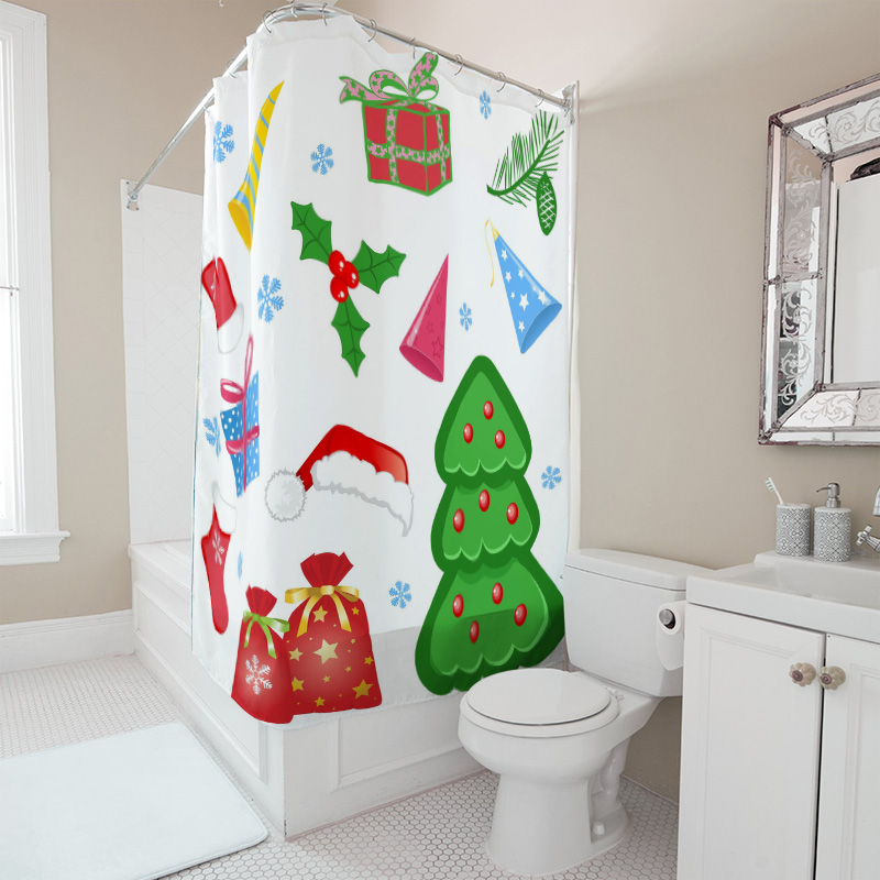 TU Tirai Mandi Natal Pola Rusa - Home Xmas Decor Ideas ulasan dan harga