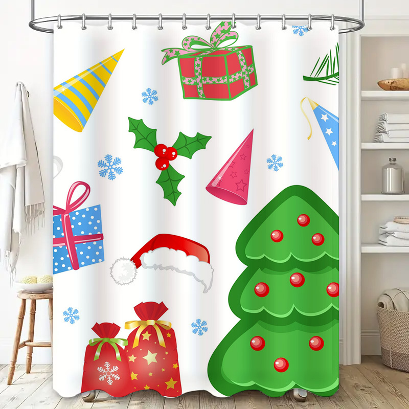 TU Tirai Mandi Natal Pola Rusa - Home Xmas Decor Ideas ulasan dan harga