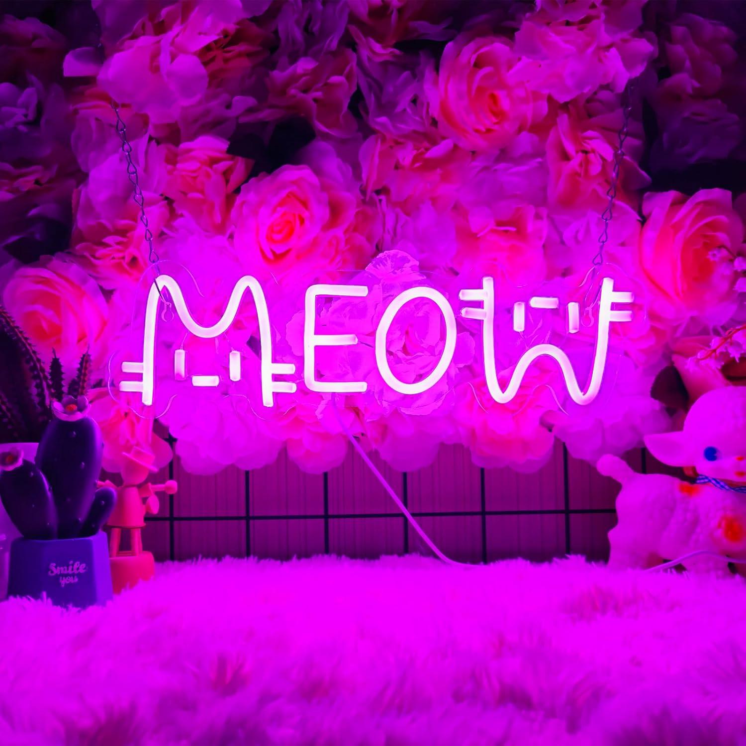 Lampu Neon LED Meow Bertenaga  - Home Decor Cat ulasan dan harga