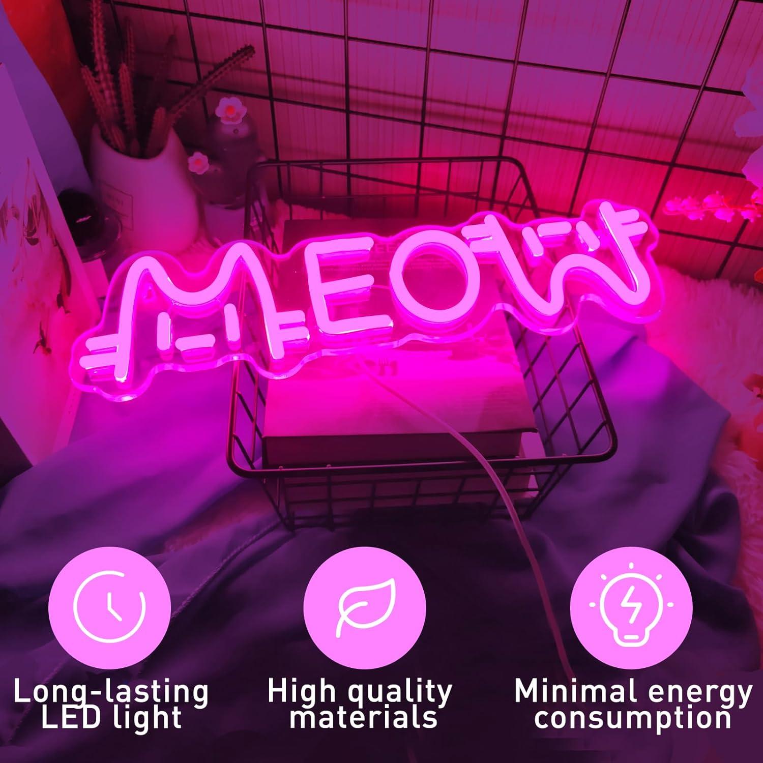 Lampu Neon LED Meow Bertenaga  - Home Decor Cat ulasan dan harga