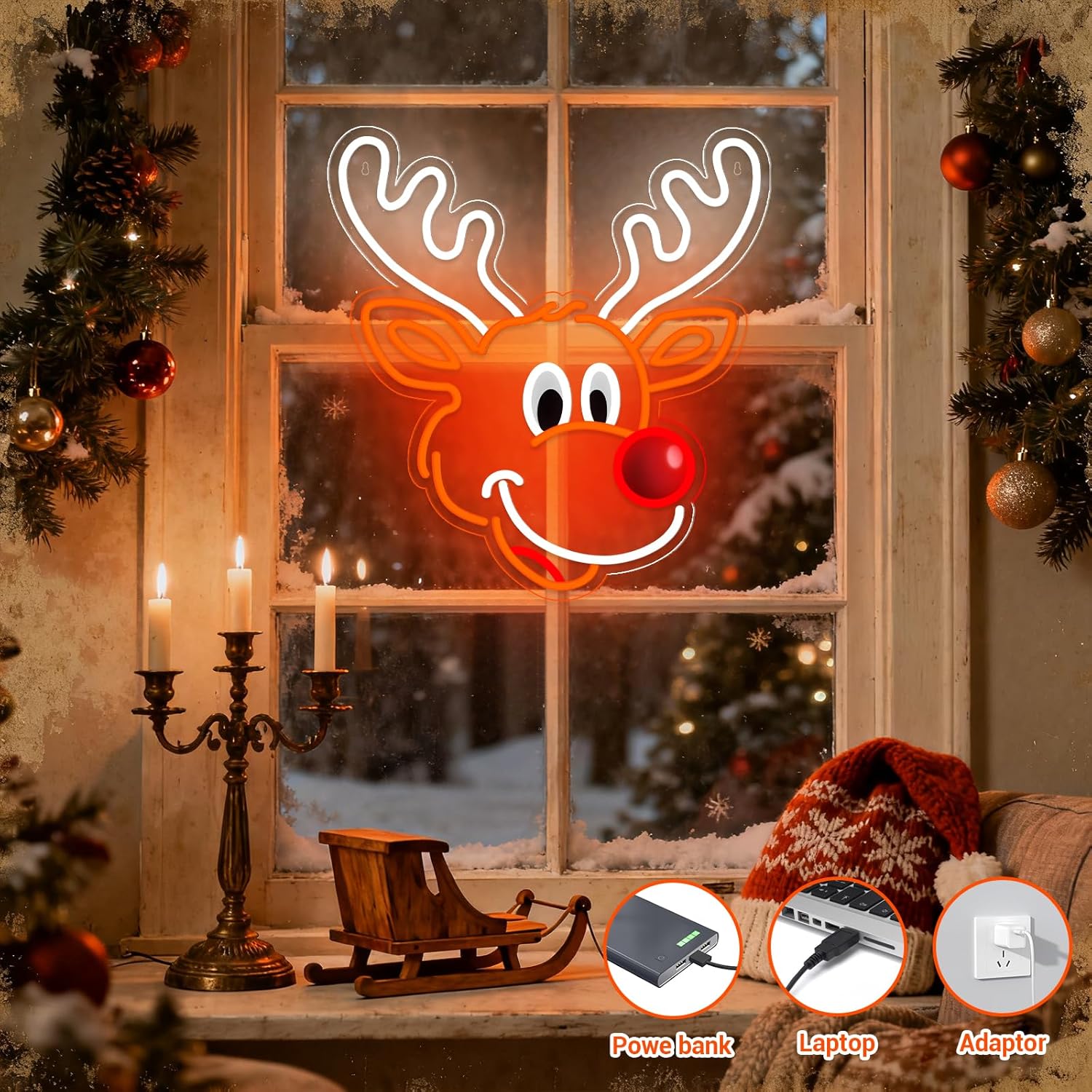 Lampu Neon Rusa Natal Lucu den - Home Xmas Decor Ideas ulasan dan harga