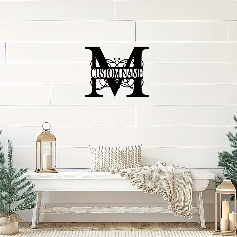 Seni Dinding Logam Monogram Ku - Home Decor Outdoor ulasan dan harga