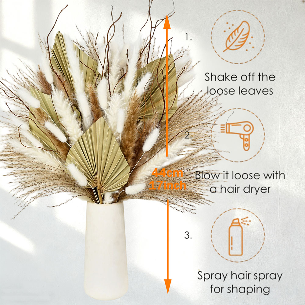 Rangkaian Daun Palem Kering Al - Dried Flower Bouquet ulasan dan harga