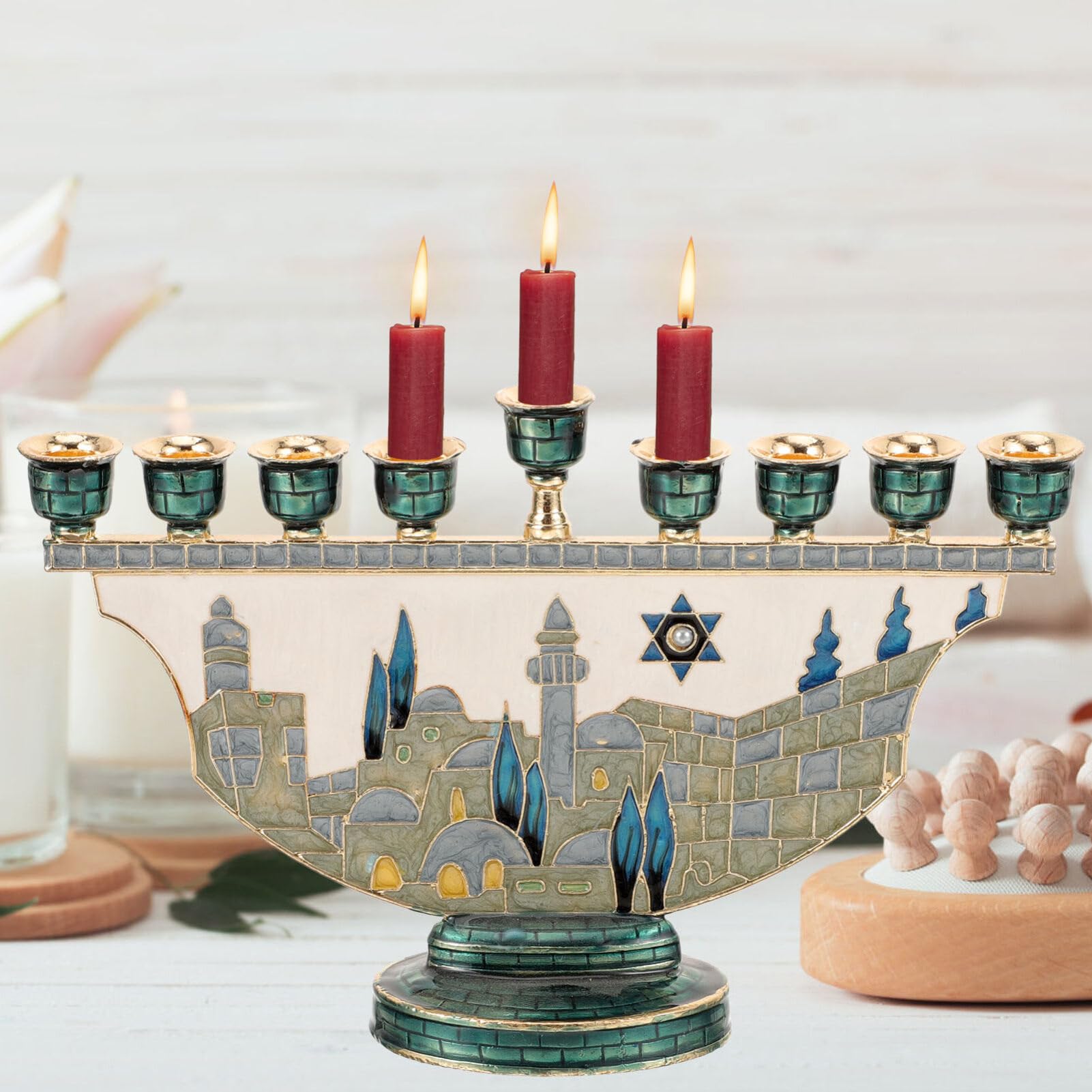 Tempat Lilin Hanukkah Menorah  - Home Decor Gift ulasan dan harga